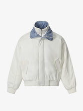 Retro Layered Look Plaid Collar Padded Jacket