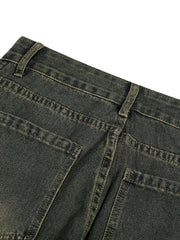 American Distressed Retro Multi pocket Workwear Washed Jeans