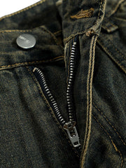 American Distressed Retro Multi pocket Workwear Washed Jeans