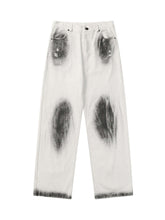 Black Stains Washed Jeans Streetwear
