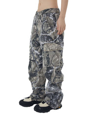 Camouflage Leaf Straight Leg Pants Utility Street Style