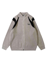 Color Block Zipper Sweater Jacket Casual Sporty Style