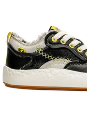 Fun Big Toe Leather Spliced Sneakers Streetwear