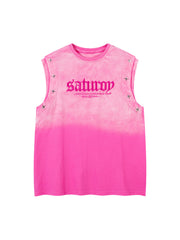 Gradient Embroidered Stars Tank Top Streetwear