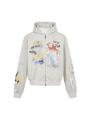Graffiti Cardigan Hoodie Gundam Inspired Streetwear Style