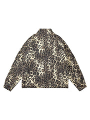 Retro Leopard Printed Denim Jacket Casual Street Style