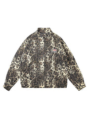 Retro Leopard Printed Denim Jacket Casual Street Style