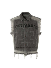 Retro Wasteland Rivet Denim Vest Edgy Streetwear Style