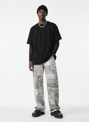 Graffiti Newspaper Baggy Jeans