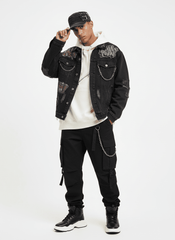 Washed Rivet Zipper Flat Top Cap