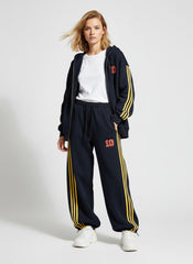 Fleece Vintage Side Stripe Drape Paratrooper Machete Wide Leg Pants