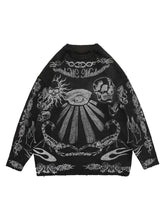 Skull Print Distressed Sweater Zipper Streetwear Style