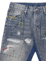 Splashing Ink Micro Horn Deconstruction Stitching Jeans Streetwear
