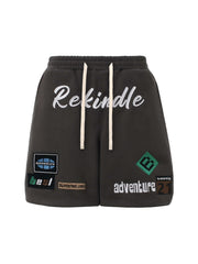 Retro Street Embroidered Drawstring Shorts