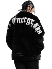 Street Letter Embroidered Fleece Jacket Urban Winter Style