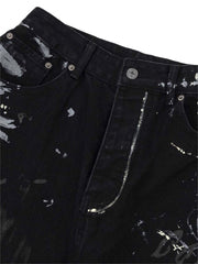 American Graffiti Letter Print Jeans Streetwear