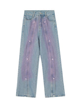 American Retro Spray painted Star Embroidered Jeans Streetwear
