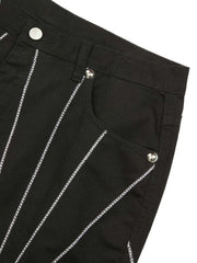 Heavy Spider Web Embroidered Topstitch Jeans Streetwear