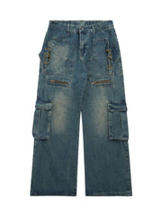 High Street Heavy Duty Design Multi pocket Jeans Streetwear