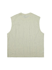 High Street Worn Design Diamond Texture Vest Streetwear