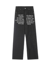 Letter Embroidery Hip Hop Washed Jeans Streetwear