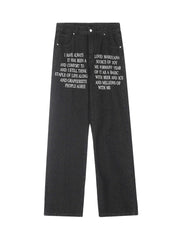 Letter Embroidery Hip Hop Washed Jeans Streetwear