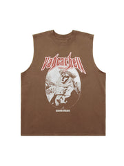 Retro Washed Character Thorns Street Rap Vest Streetwear