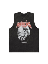 Retro Washed Character Thorns Street Rap Vest Streetwear