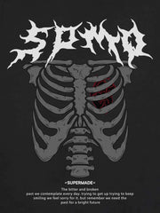 Skull Print Hoodie Streetwear Gothic