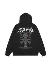 Skull Print Hoodie Streetwear Gothic