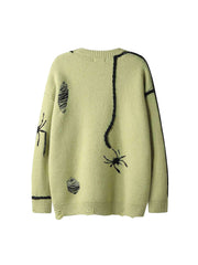 Spider Distressed Oversized Sweater Streetwear