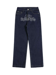 Star Letter Print Jeans Streetwear