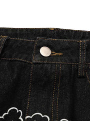 Star Letter Print Jeans Streetwear