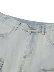 Vintage Washed Multi pocket Work Jeans Streetwear