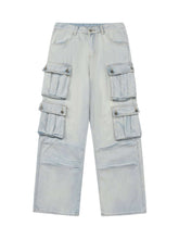 Vintage Washed Multi pocket Work Jeans Streetwear
