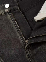 Washed Split Design Hip Hop Horn Jeans Streetwear