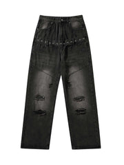 Vintage Washed Distressed Jeans Streetwear