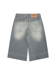 Washed Denim Hip Hop Shorts Relaxed Streetwear Style