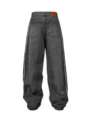 Washed Distressed Raw Edge Baggy Jeans Casual Streetwear