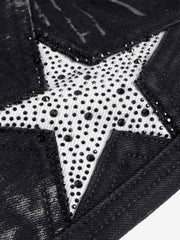 Heavily Washed Star Diamond Flared Jeans