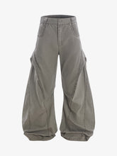 Vintage Distressed Pleated Barrel Pants