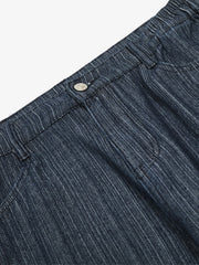 Vintage Denim Striped Texture Flare Jeans