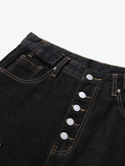 Vintage Button Fly Stitch Detail Baggy Jeans