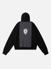 Academic Style Assembled Color Blocking Hoodie