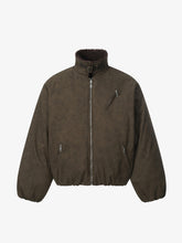 Vintage Zipper Pocket Design Sherpa Lined Collar Padded Jacket