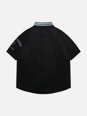 American Retro Letter Patch Short-Sleeved Shirt