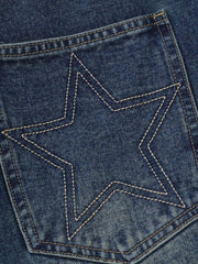 American Retro Patchwork Denim Shorts