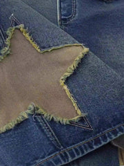 American Retro Patchwork Denim Shorts