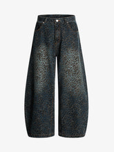 Denim Street Leopard Print Barrel Jeans