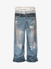 Washed Street Printed Destroyed Jeans